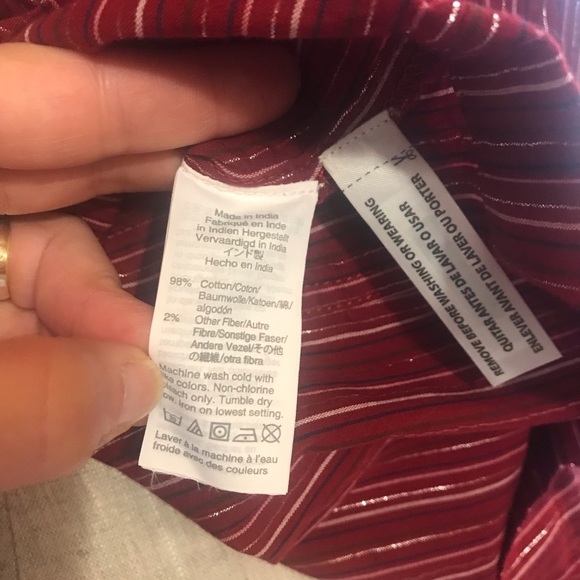 Madewell NEW Womens Red Stripe Peasant Shirt NWT V Neck - Picture 10 of 11